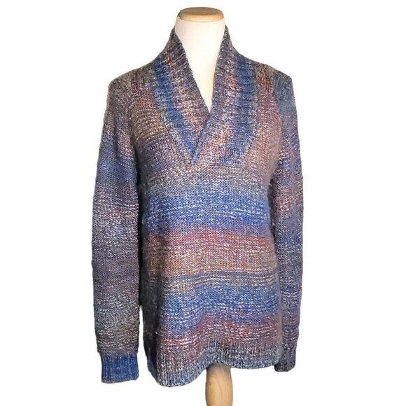 PrAna Claus Blue Knit Pullover Wool Blend Nordic Sweater Women's Small - Picture 3 of 11